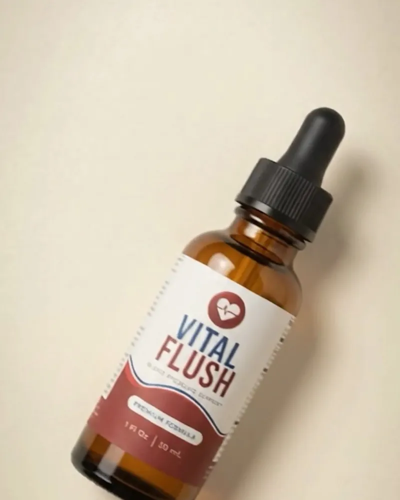 A VitalFlush amber glass dropper bottle